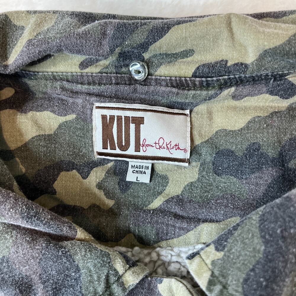Kut from the Kloth Women Green Denim Jacket L - Picture 6 of 7